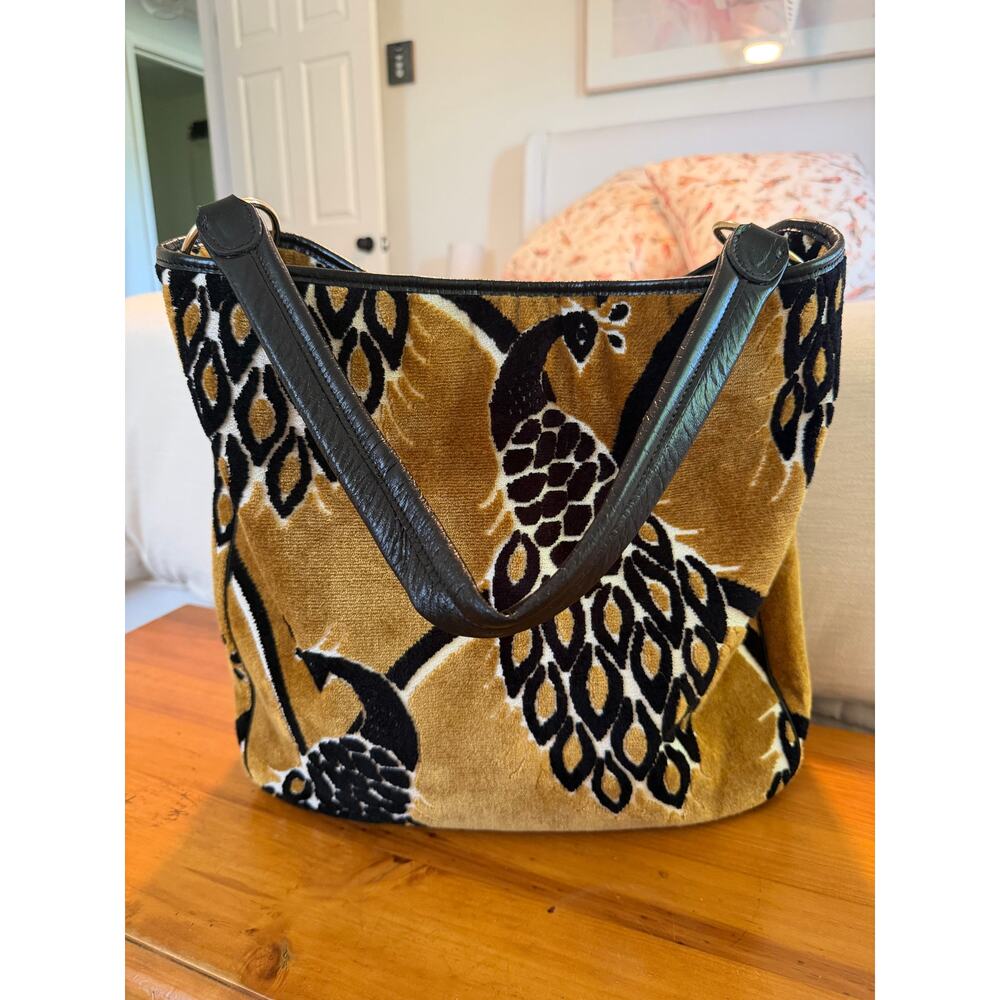 Glenda Gies Velvet Tapestry Bird Tote Bag